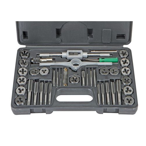 Carbon steel sae tap and die set 40 pc adjustable wrench t-handle case new for sale