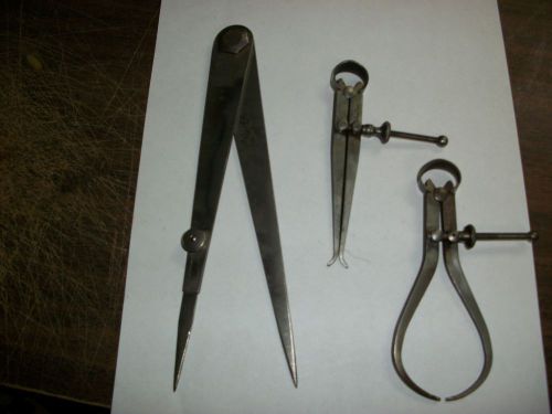 THREE USED STARRETT ITEMS - DIVIDER AND INSIDE AND OUTSIDE CALIPERS