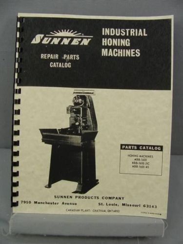 Sunnen MBB-1600 Honing Machine - Repair Parts Manual