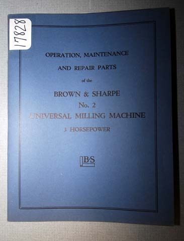Brown &amp; sharpe service manual no. 2 milling machine (17939) for sale