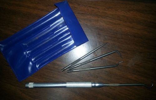 Machinist Pick Set 4 Pieces with Handle and Pouch