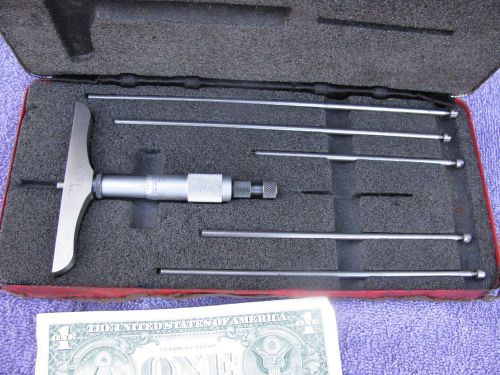 Starrett 445 0-6&#034; depth micrometer 5&#034; base  USA   toolmaker tool tools