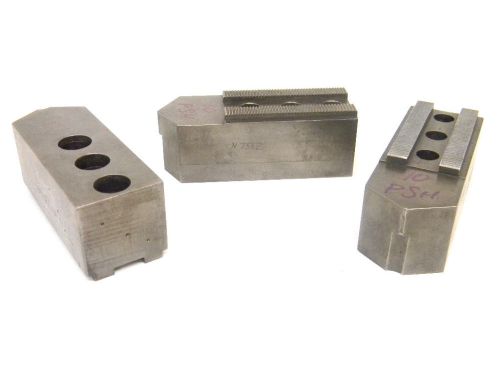 Used set of 3 huron soft lathe chuck jaws 10psh (steel) 1/16&#034;x90° serrations for sale
