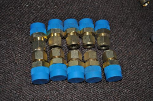 (10) Ten. SWAGELOK Tube Connector, (NEW) SOLID BRASS from Bulk box NOS