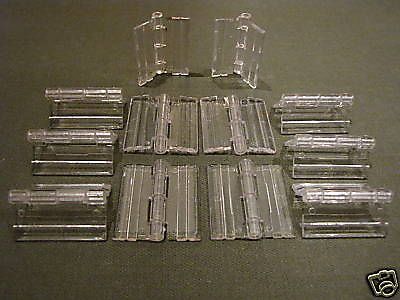 Clear acrylic plastic hinges (lot of 100  per order) for sale