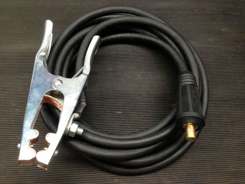 1/0Ga 25&#039;Ft 500Amp Ground Clamp Cable Dinse connector plug (fits dynasty welder)