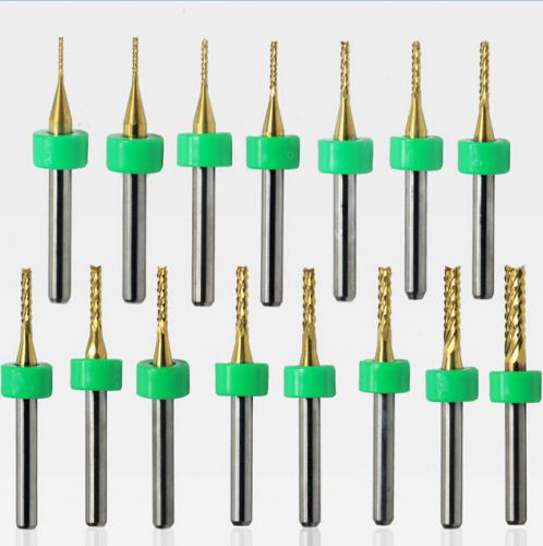 10pcs/set 1.5-3.175mm TiN coating PCB cnc router bits with Locating ring