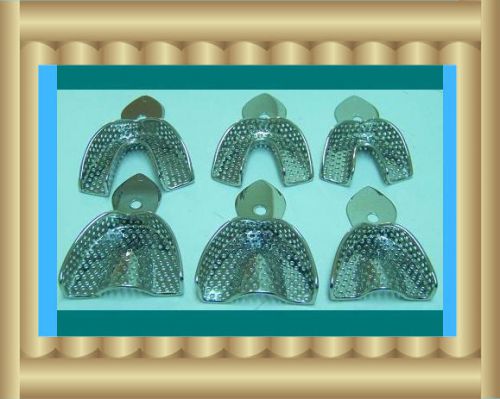 HOT Dental Autoclavable metal Impression Trays 6pcs/Set   Stainless Steel