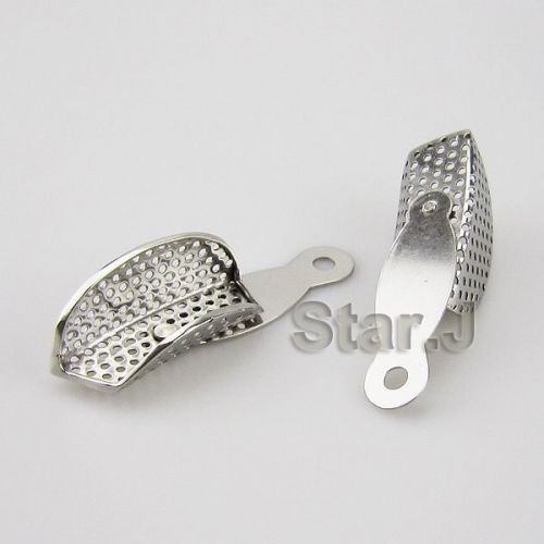 2pcs/1set Dental Rotatable Adjustable Stainless Steel Impression Tray Perforated