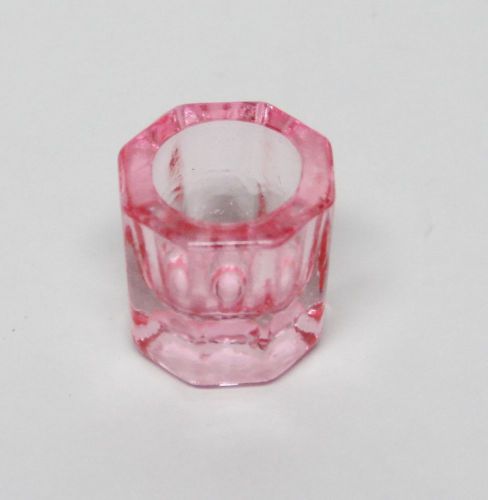 GLASS DAPPEN DISH - PINK ACRYLIC LIQUID HOLDER CONTAINER DENTAL COSMETOLOGY ART