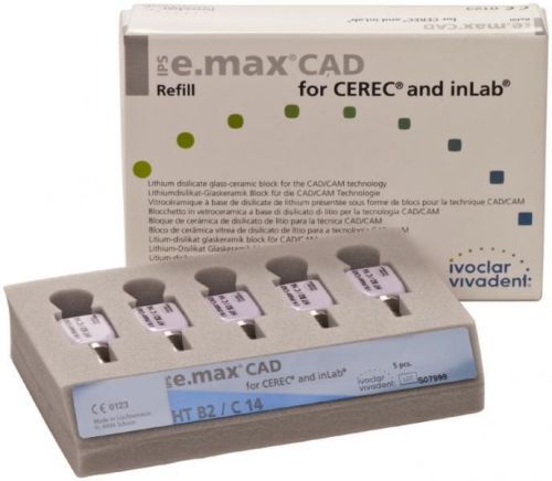 Ivoclar vivadent ips e.max cad for cerec/inlab   ht c14 b2 /- 5 each pack**# for sale