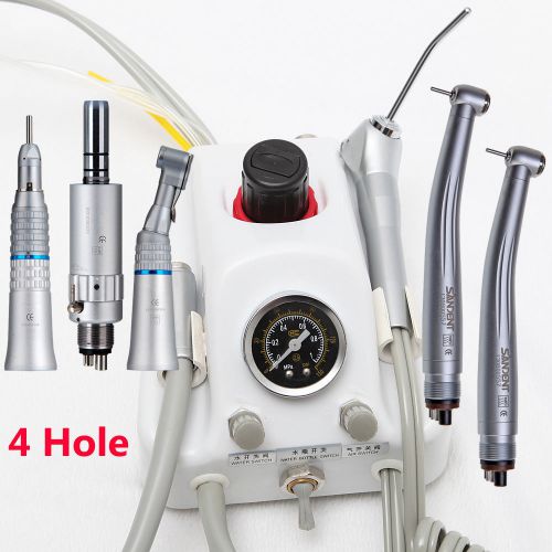 Portable dental air turbine unit 4 hole+3* fast high speed handpiece auction for sale