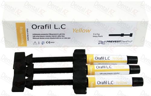 DENTAL SUPPLY INLAY, ONLAY TEMPORARY LIGHT CURE FILLING MATERIAL,YELLOW, 3 X 4g