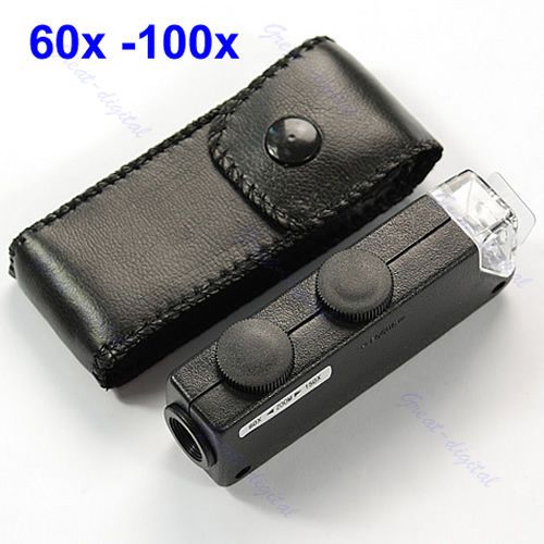 Mini Portable LED Handheld 60x 100x Pocket Microscope Magnifer Loupe New