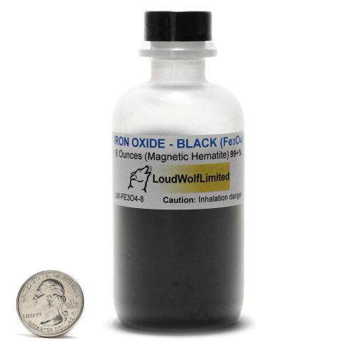 Iron oxide &#034;magnetite&#034; / fine black powder / 8 ounces / 99% pure / ships fast for sale