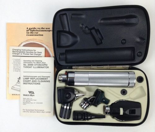 Welch allyn no. 20000 otoscope ophthalmoscope throat illuminator diagnostics kit for sale