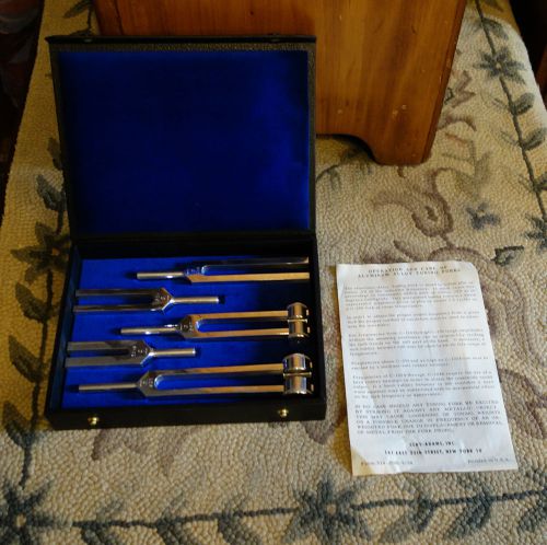 Vintage Adams Tuning Fork Set In Original Fitted Case Aluminum Alloy