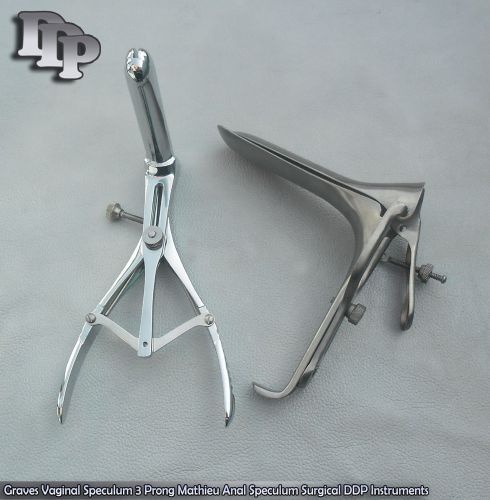 Graves Vaginal Speculum(Small)+3 Prong Mathieu Anal Speculum DDP Instruments