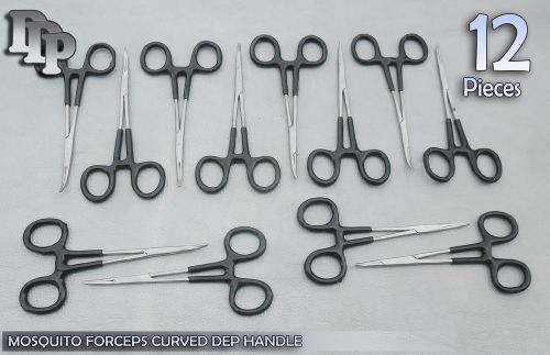 12 Hemostats Mosquito Forceps Surgical Dep Handle 5&#034; Curved Surgical Instruments