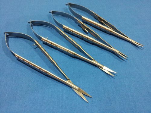 SET OF 4 O.R GRADE CASTROVIEJO NEEDLE HOLDERS &amp; SCISSORS CURVED+STRAIGHT TIP 6&#034;