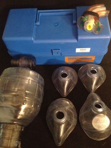 O-two flynn b.v.m. adult resuscitator kit w/bag, masks, airways &amp; case unit 2 for sale