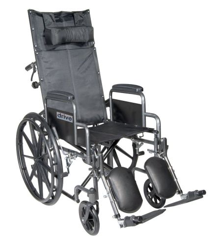 Drive Medical Silver Sport Reclining Wheelchair - Detachable Arms &amp; Leg Rest, 20