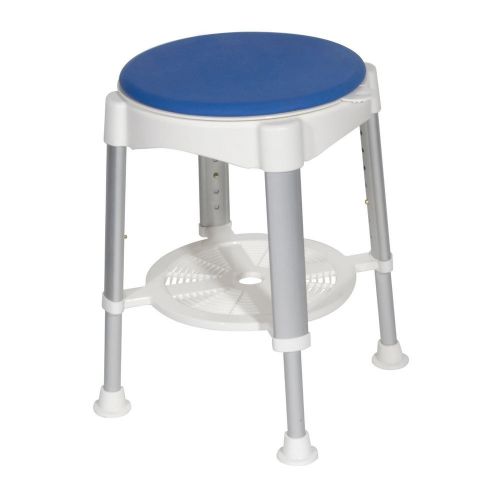 Drive medical bath stool with padded rotating seat, white with blue seat for sale