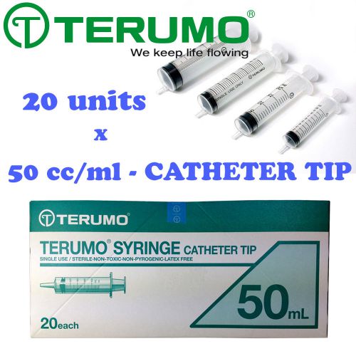 20 x 50ml 50cc Terumo Syringe Catheter tip Hypodermic Needle Sterile Luer Slip