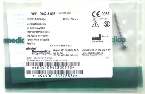 STRYKER SCREW Exeter X - Change Howmedica Ref #  0942-8-005 fi 3.5 x 35 mm NEW