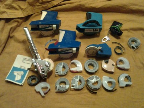Untested Vintage Dymo Label Makers lot of 6 plus refils one key chain