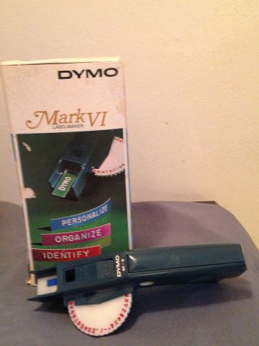 DYMO MARK VI IN ORIGINAL BOX WITH INSTRUCTIONS USES 3/8&#034; AND 1/4&#034; TAPE