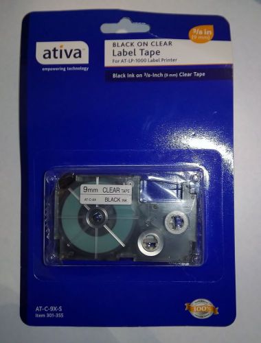 Ativa Model 9BWE Black-On-White Tape, 0.38&#034; x 25&#039;
