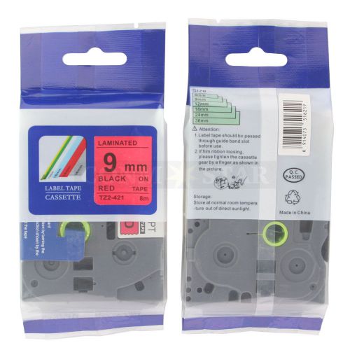1pk black on red tape label compatible for brother p-touch tz tze 421 9mm 3/8&#034; for sale