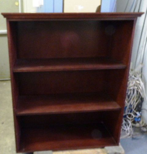 Iwof 3 shelf wood bookcase mahogany pre-owned for sale