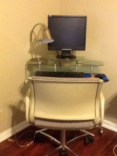 Computer Desk and Chair Monitor Lamp Wireless Keyboard and Mouse 7 piece Set OBO