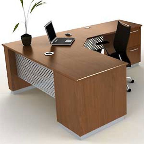 MODERN L-SHAPED EXECUTIVE DESK Office Furniture Designer Wood Metal Contemporary