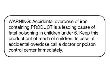 Accidental overdose of iron label for sale