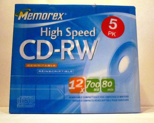 Memorex CD-RW Rewritable Rewritable 5 Pack 12X 700MB 80 Minute