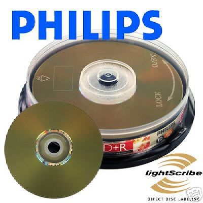 200 philips lightscribe printable 16x dvd+r blank recordable dvd media disk disc for sale
