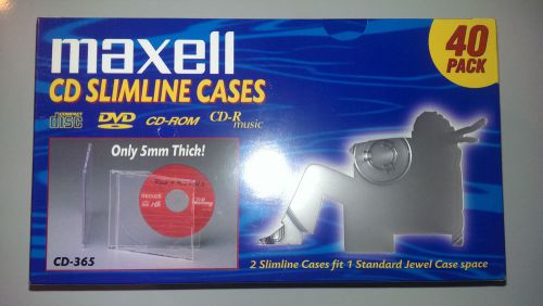 Maxwell CD-365 Slimline Jewel Cases 40-Pack Box Clear NEW Unopened 5mm Thick
