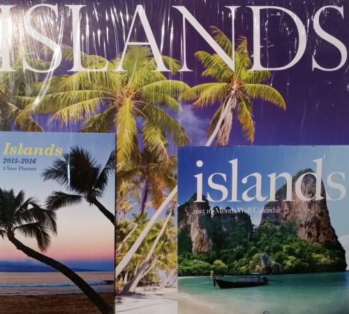 2015 ISLANDS Calendar Lot -16-Month Wall, Mini &amp; Pocket Planner NEW Beaches