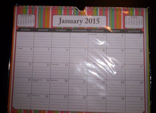 2015 DESK /WALL HANGING COLORFUL CALENDAR~8 1/2 x 11&#034; MONTH AT A CALENDAR GLANCE