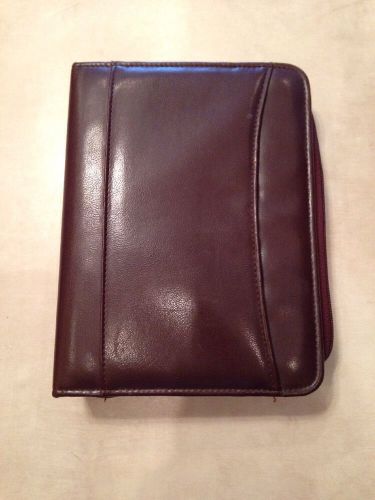 Brown Compact Size Franklin Covey Planner Binder Organizer Leather Zipper Pocket