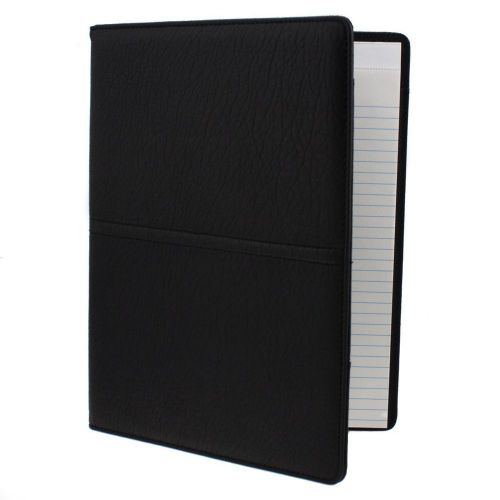 Buxton Black Leather Writing Professional Pad Folio Interior Pockets 8&#034;x11&#034; Pad