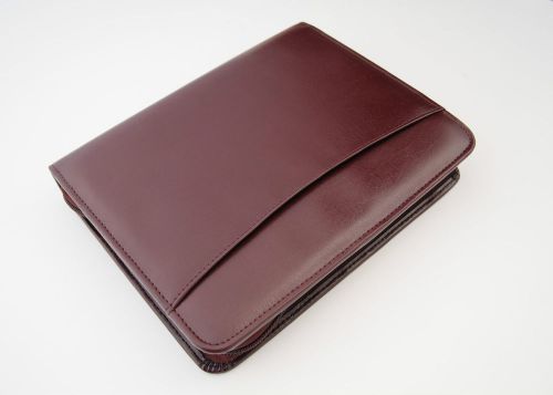 Franklin Covey Genuine Soft Leather Zippered Planner- Burgundy Color- 8&#034;x10&#034; NEW