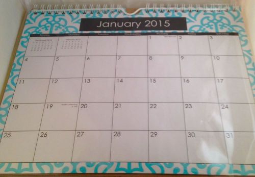 *10&#034; x 8&#034;  2015 Calendar, Pretty Aqua Background, Free Shipping