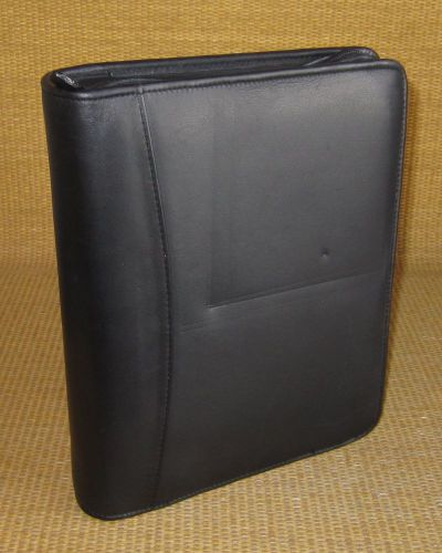 Classic 1.5&#034; Rings | Black LEATHER Kirkland Planner/Binder Fits Franklin Covey