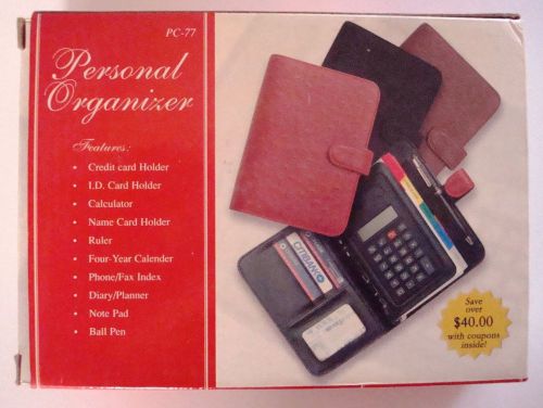 Personal Organizer  Black with Calculator Never Used  PC-77