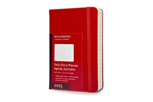 Moleskine 2015 3.5&#034;x 5.5&#034; daily diary/planner - red hard cover for sale