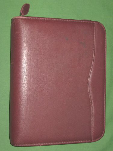 DESK ~1.0&#034;~ RED ~ LEATHER Day Timer Planner BINDER Franklin Covey Classic 9178